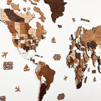 3D Wooden World Map Wall Art, Housewarming Gift, Anniversary Gift, Home Decor