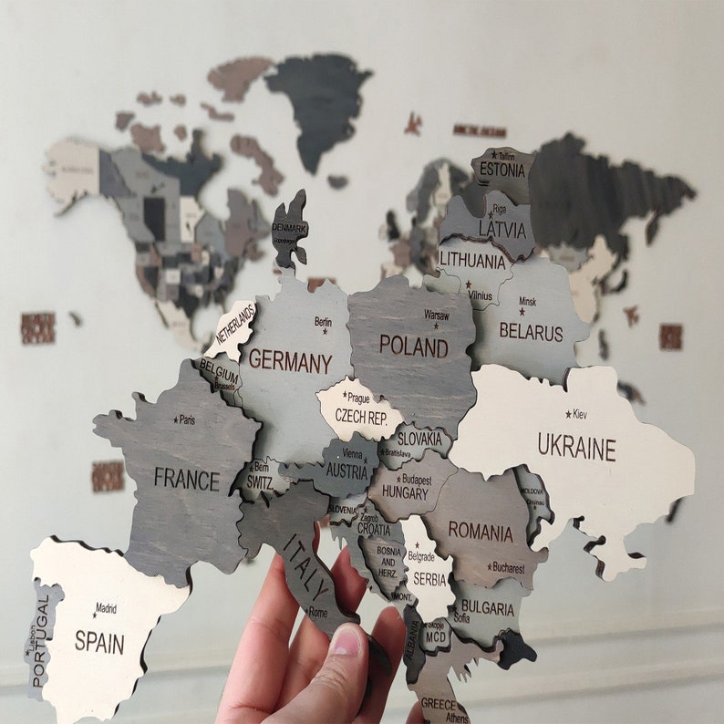 3D Wooden World Map Wall Art, Housewarming Gift, Anniversary Gift, Home Decor