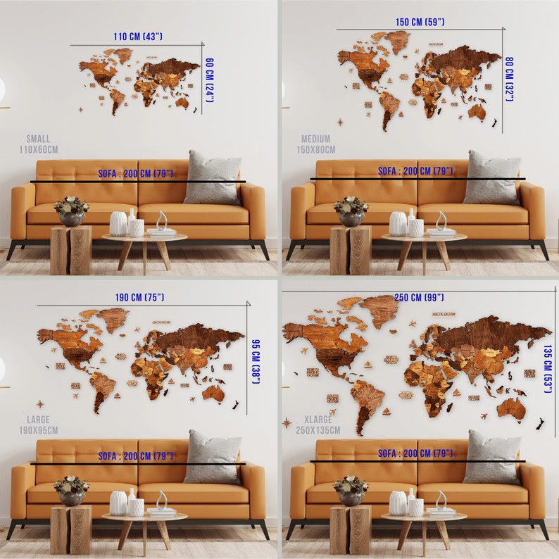 3D Wooden World Map Wall Art, Housewarming Gift, Anniversary Gift, Home Decor