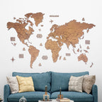 3D Wooden World Map Wall Art, Housewarming Gift, Anniversary Gift, Home Decor