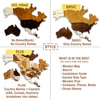 3D Wooden World Map Wall Art, Housewarming Gift, Anniversary Gift, Home Decor
