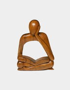 Abstract Wood Sculpture: Man Sitting Down with a Book, Wood carving from Bali, Indonesia, Wood sculpture, Suar wood sculpture
