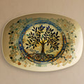 Tree of Life Challah platter, Shabbat Shalom, Jewish Israeli Shabbos Bread Tray inspired by Ancient Judean Mosaics