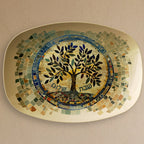 Tree of Life Challah platter, Shabbat Shalom, Jewish Israeli Shabbos Bread Tray inspired by Ancient Judean Mosaics