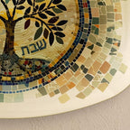 Tree of Life Challah platter, Shabbat Shalom, Jewish Israeli Shabbos Bread Tray inspired by Ancient Judean Mosaics