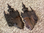 2 tentures exotiques sculptées à la main Ramayana Bali-Indonésie Âge inconnu Bois de Cocobolo