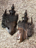 2 tentures exotiques sculptées à la main Ramayana Bali-Indonésie Âge inconnu Bois de Cocobolo