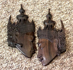 2 tentures exotiques sculptées à la main Ramayana Bali-Indonésie Âge inconnu Bois de Cocobolo