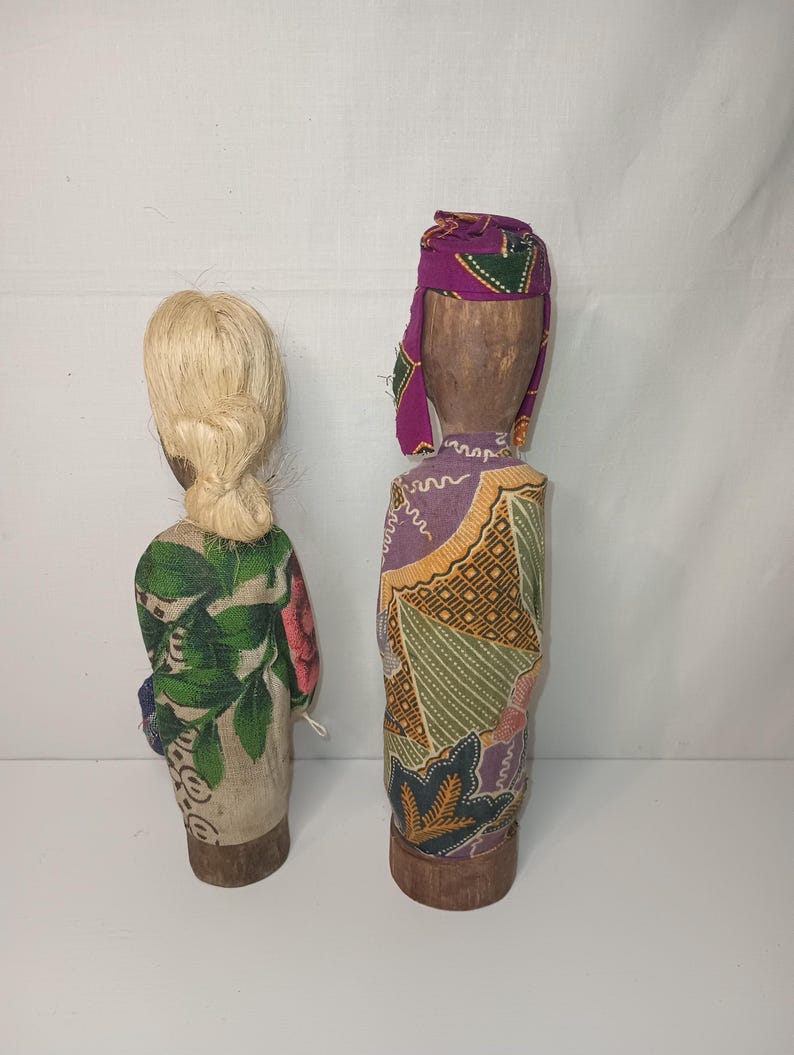 2 Folk Art Bali Figurines. 2" x 10"