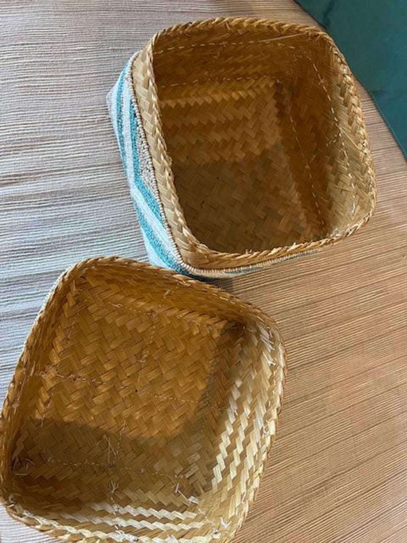 Boîtes coquillages bohèmes - Ensemble de 3 – Rangement tribal balinais fait à la main | Boîtes décoratives empilables pour étagère, salon ou entrée