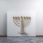 Toile Ménorah Minimaliste à Sept Branches | Décoration Murale Juive | Judaica Moderne