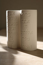 Modern Shabbat Candle Holders | Handmade Jesmonite Judaica | Jewish Home Decor | Shabbat Gift | Minimalist Design | מעמד נרות שבת