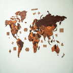 3D Wooden World Map Wall Art, Housewarming Gift, Anniversary Gift, Home Decor
