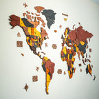 3D Wooden World Map Wall Art, Housewarming Gift, Anniversary Gift, Home Decor