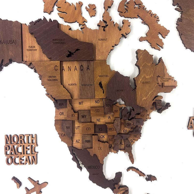 3D Wooden World Map Wall Art, Housewarming Gift, Anniversary Gift, Home Decor