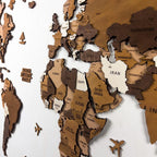 3D Wooden World Map Wall Art, Housewarming Gift, Anniversary Gift, Home Decor