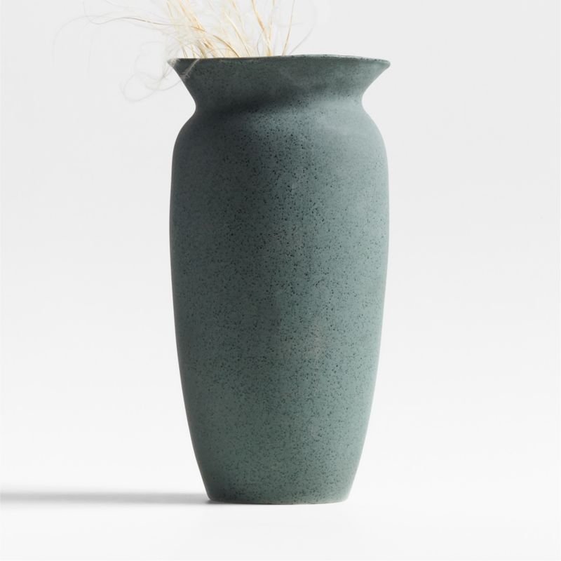 ACRemanenceVase16inSSF24_b6cd066c-bad8-4805-a0bb-795369447e16.jpg Remanence Dark Green Ceramic Vase 16" by Athena Calderone - Image 1