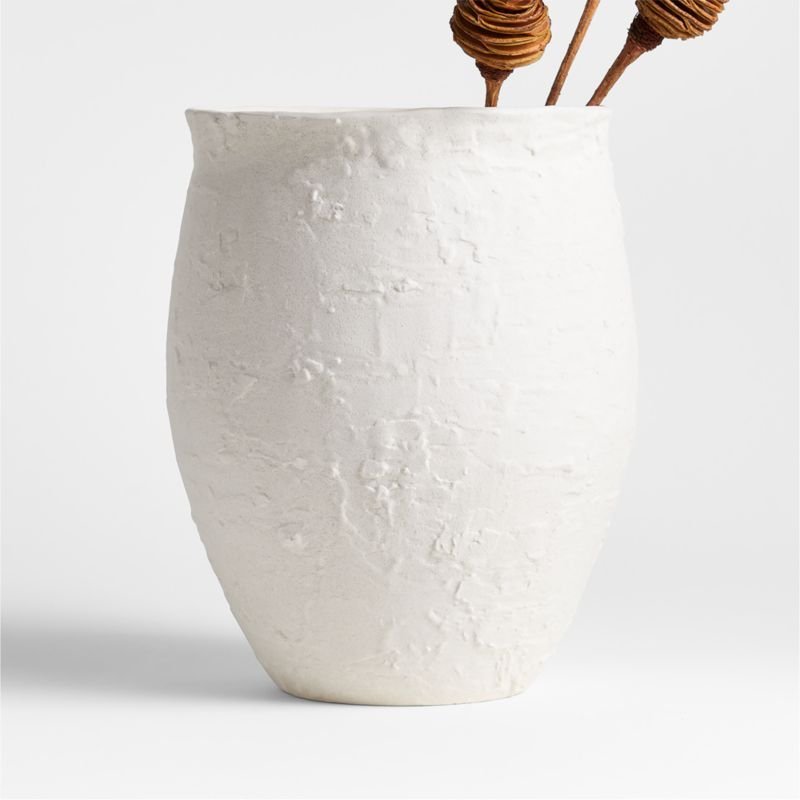 TexturedWhiteVase11inSSF23_36c91dd6-897a-4ba8-b3f6-2f15e2ecfc8b.jpg White Textured Ceramic Vase 11" - Image 1